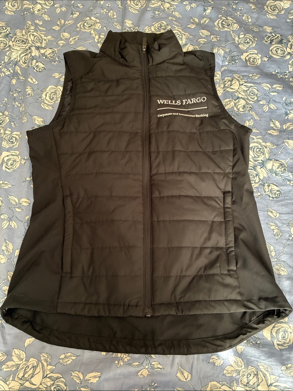 Sport-Tek Black Quilted Sleeveless Vest with Wells Fargo Logo